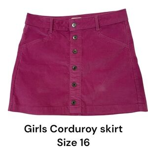 Corduroy Button-Front Skirt - Pink